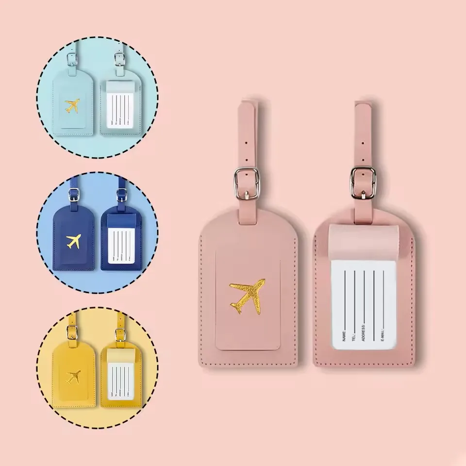 Luggage Tag Hot Stamping Airplane Travel Luggage Tag Pu Leather Thickened Handbag Tag Passport Cover