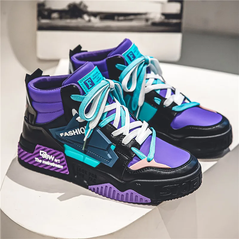 Skateboarding Shoes Sports Shoes Winter High Top Skateboarding Shoes Man Fashion Casual Leather Sneakers Men Trend Outdoor Non-slip