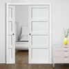 Soundproof solid wood white hidden sliding door double pocket door 6