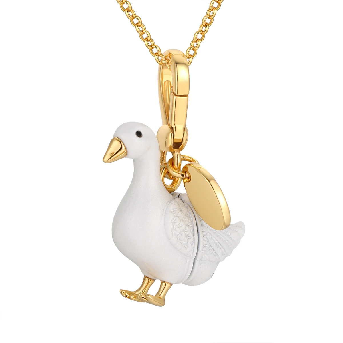 1Pc Fashion Cute Openable White Goose Pendant Necklace for Women Cool Niche Party Jewelry Keychain Pendant Valentine's Day Gift 5