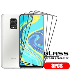 4 - Pack Tempered Glass Screen Protectors with Full Cover Glue and 9H Hardness for Redmi Note 9S (3 Front Glass)