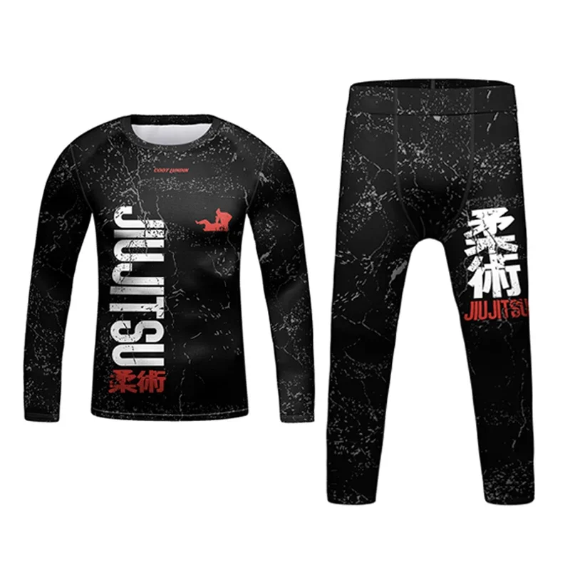 Sports Apparel Kid Jiu jitsu MMA Rashguard T-shirt+Pant+Shorts 3D Bjj Gi Kickboxing Jerseys Tight Boys Children Muay Thai Boxing Sportswear