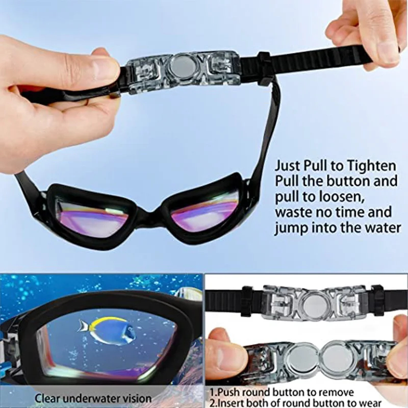 Swimming Goggles for Men Women Swim Glasses Anti-fog UV Protection Waterproof Silicone Adjustable Adults Pool Diving Eyewear 6