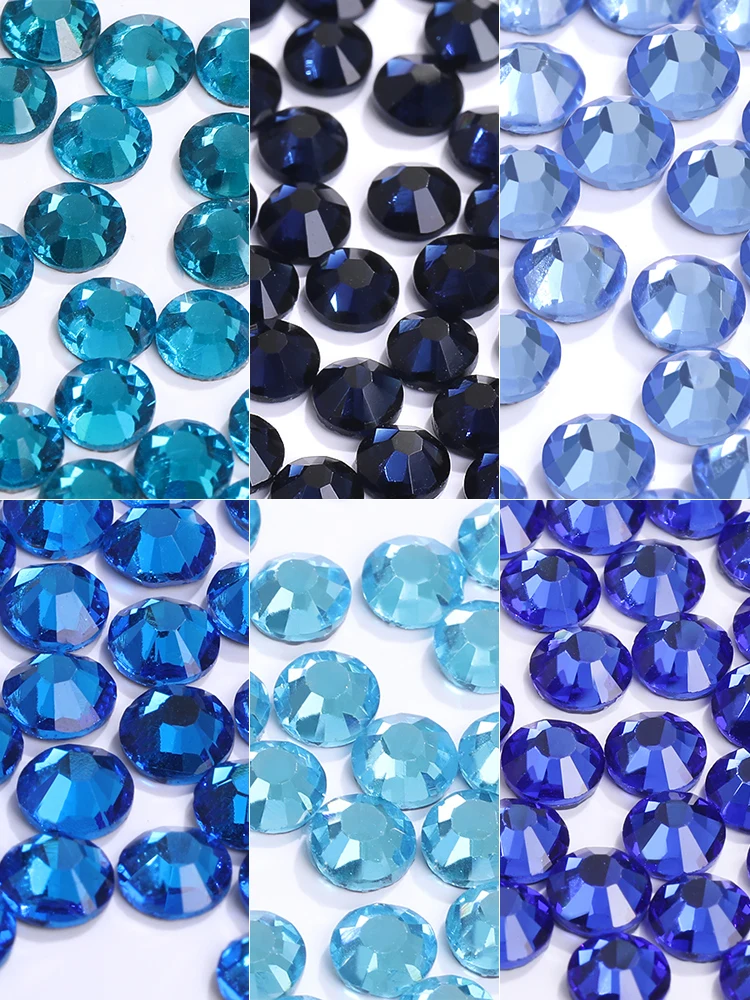 Capri Blue Glass Rhinestones For Embellishments 2-6mm Loose Nail Gemstones Strass Hotfix Crystals Stones For Decoration