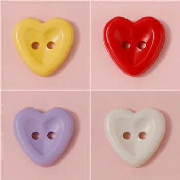 20pcs Cute Macaron Colored Heart Plastic Buttons 5