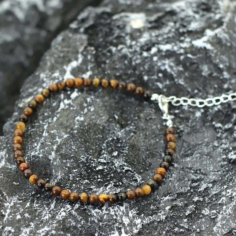 Natural Stone Beads Adjustable Anklet for Women Summer Beach