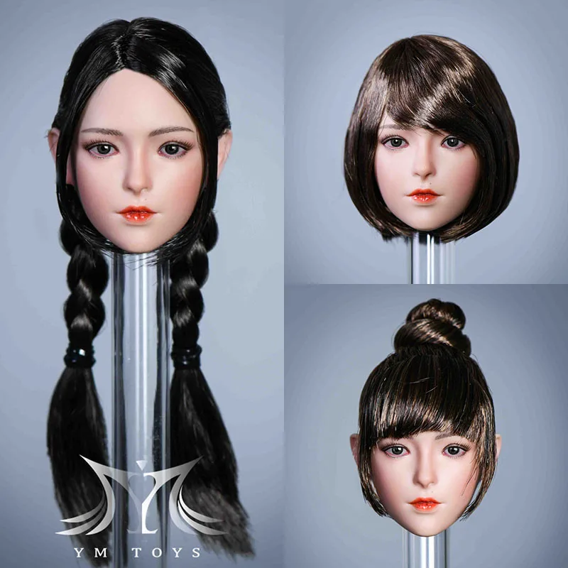 

YMTOYS YMT048 1/6 Asian Beauty Head Sculpt Female Soldier Hair Transplant Head Carving Fit 12'' Action Figure Body Collection