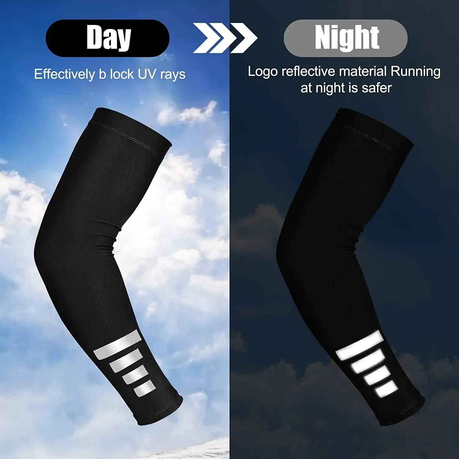 Summer Outdoor Sun Protection Arm Sleeves Quick-drying Breathable Night Running Cycling Reflective Ice Silk Sleeves