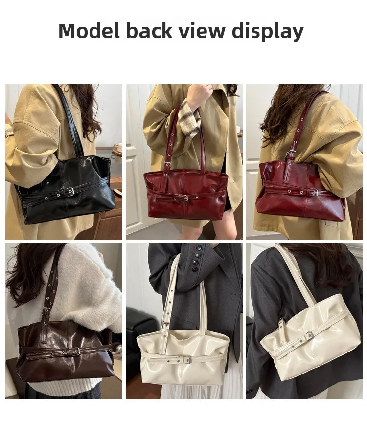 Large Capacity Women’s Shoulder Bag Tote Commuter Bag Simple Vintage Cross-Border New Style Bag Versatile Sensation 2025