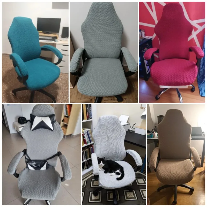 1 Set Spandex Office Chair Cover Elastic Gaming Chair Covers Jacquard  Computer Chairs Slipcover Seat Case for Armchair Protector