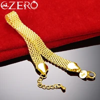 ALIZERO 18K Gold 10mm Weaving Chain Bracelet For Women Fashion Jewelry Wedding Party Accessories Charm Gift