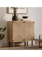 LuxenHome 31" Sideboard Buffet Cabinet with Storage Seagrass Boho Accent Cabinet Mid Century Modern Small Sideboard Stor 1