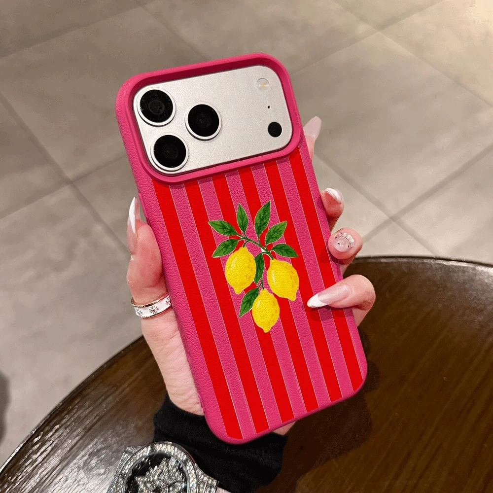 Vibrant Orange Striped Lemon Silicone Matte Phone Case
