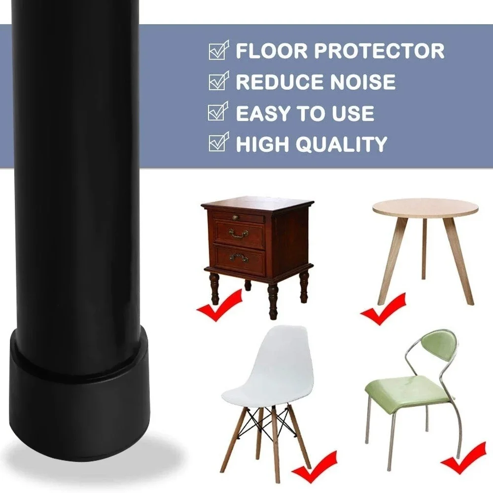 16Pc Rubber Chair Leg Caps Furniture Foot Table End Cap Covers Floor Protector for Furniture Leveling Feet Pipe Plugs Dust Cover