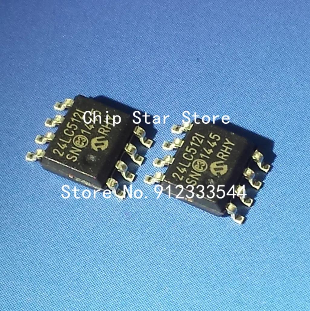 5-100pcs 24LC512-I/SN 24LC512T-I/SN 24LC512 SOIC8 EEPROM 512 Kbit 64K x ...