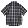 Men'S Short Sleeved Japanese Vintage Plaid Printed Shirt Summer Vacation Beach Check Shirt Button Down Half Sleeved Shirt 2