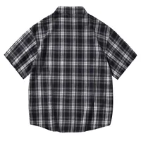 Men'S Short Sleeved Japanese Vintage Plaid Printed Shirt Summer Vacation Beach Check Shirt Button Down Half Sleeved Shirt 2