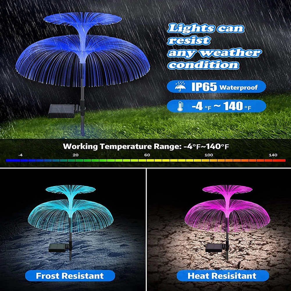 Solar LED Lights Jellyfish 7 Colors Changing Outdoor Waterproof Garden For Pathway Lawn Patio
