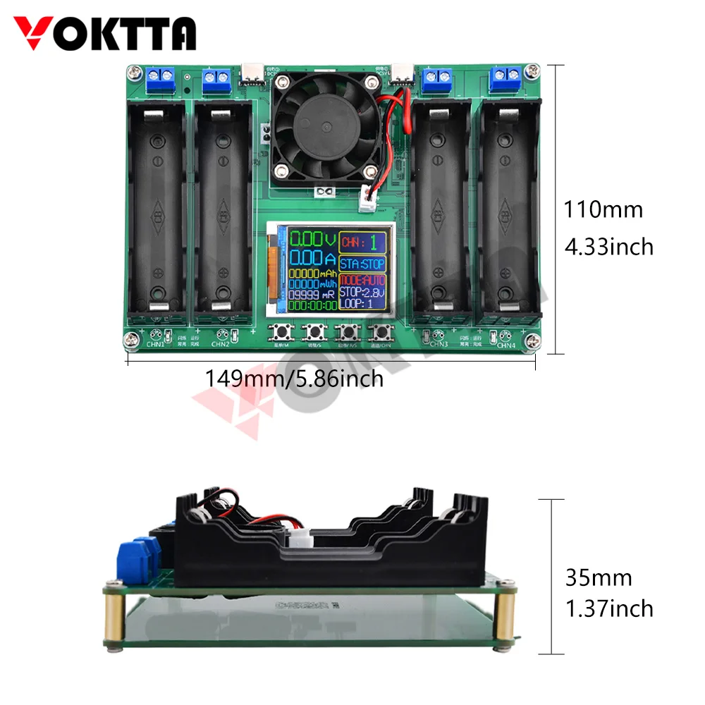 18650 Lithium Battery Capacity Tester Automatic Internal Resistance Tester MAh MWh Digital Battery Power Detector Module 3