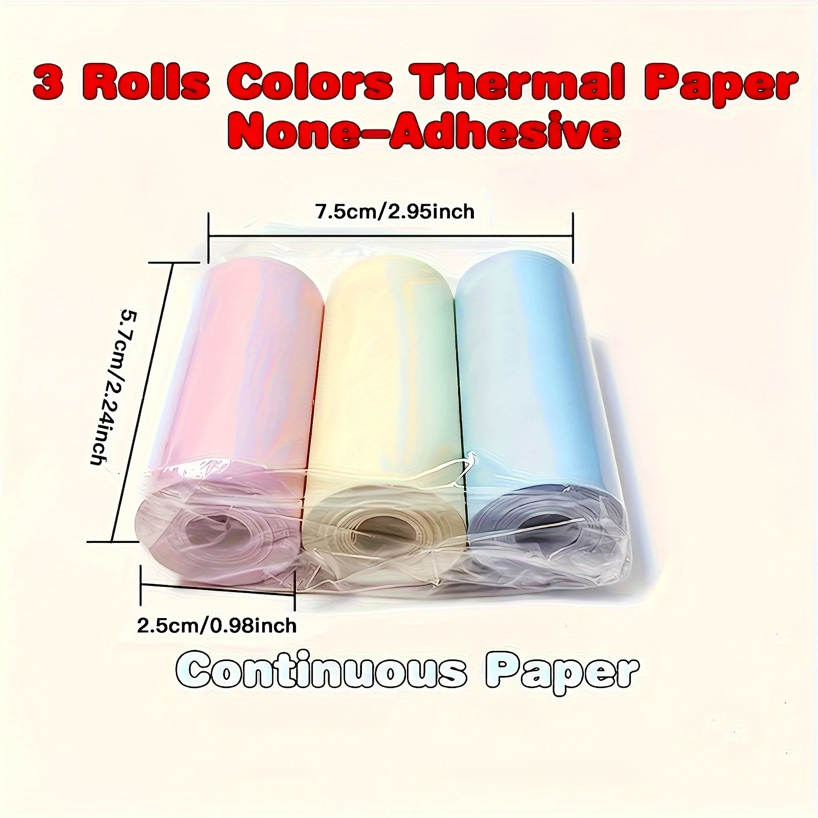 3/12 롤 57mm 감열지 흰색 배경 검정색 텍스트 미니 프린터용 즉석 카메라 사진 라벨 할일 메모