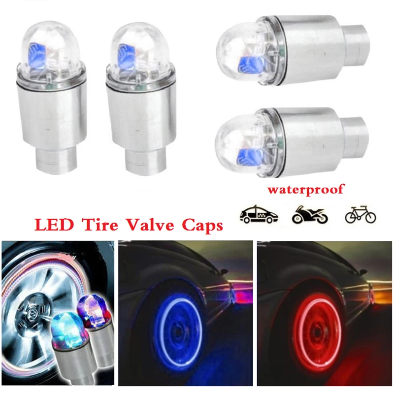 

2Pcs Colorful Car Tire Valve Caps LED Car Motorcycle Cycling Wheel Lantern Spokes Hub Tyre Lamp Wheel Caps Auto Tyre Accessories