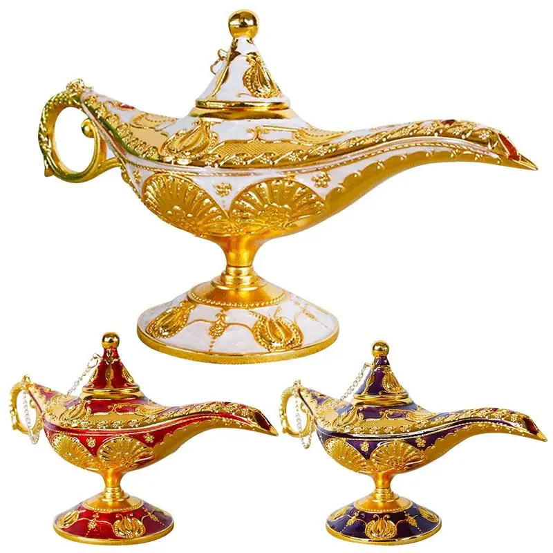 

Aladdin Home Decor Incense Burners Antique Style Vintage Genie Lamp Retro Toys Aladdin Magic Wishing Lamp Handicraft Ornament