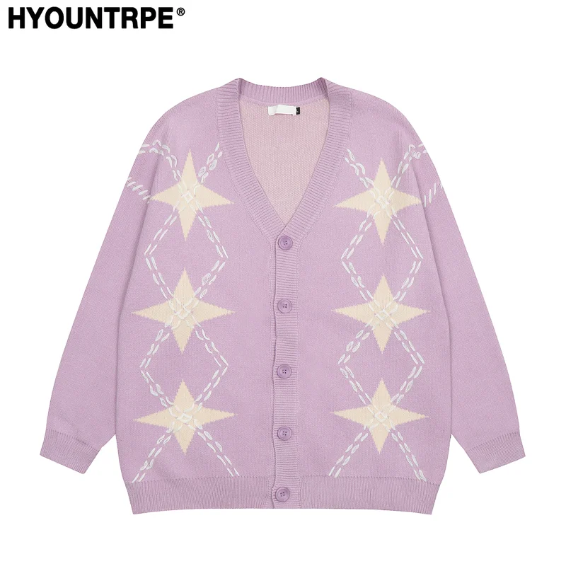 Mens Cardigan Sweater Y2K Fashion Streetwear Sweaters Hip Hop Knitted Cardigan New Casual Single Breasted Sweater Unisex Jumpers