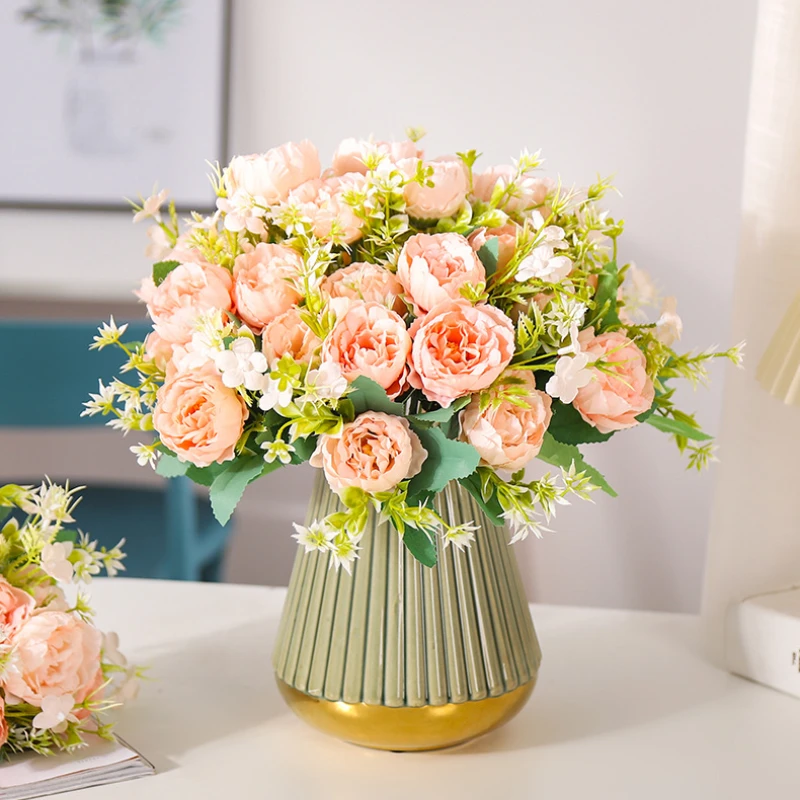 

30cm Artificial Flower Silk Peony Bouquet Spring White For Home Decoration Wedding Christmas Garden Office Party DIY Fake Flower