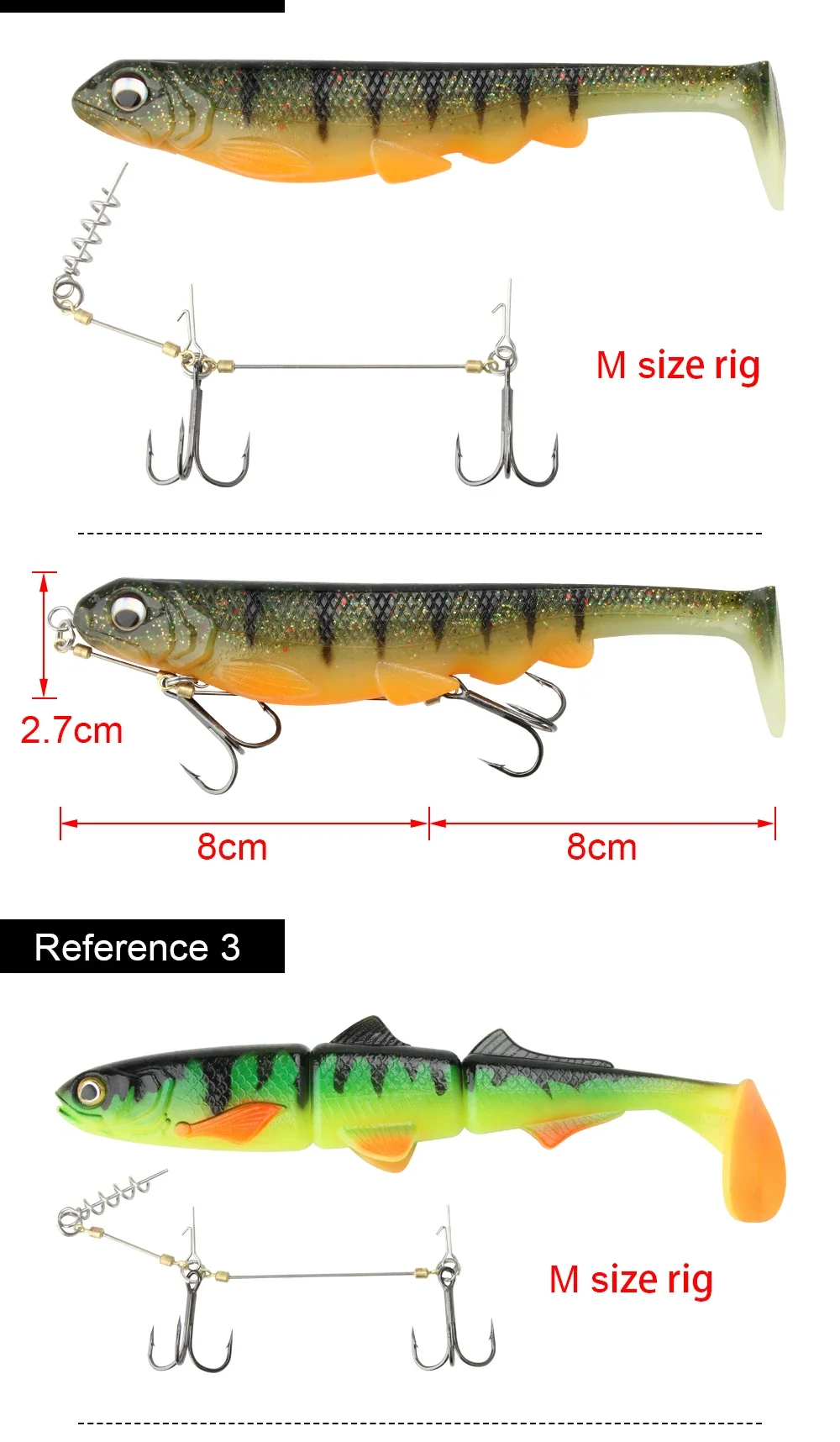 RoseWood Stinger Rig Haken für Softbait Shad Belly Pike Treble Angelhaken # 6 # 1 # 1/0 Kork Screw Spin Rig Bass Pesca Equipment – Detail 5