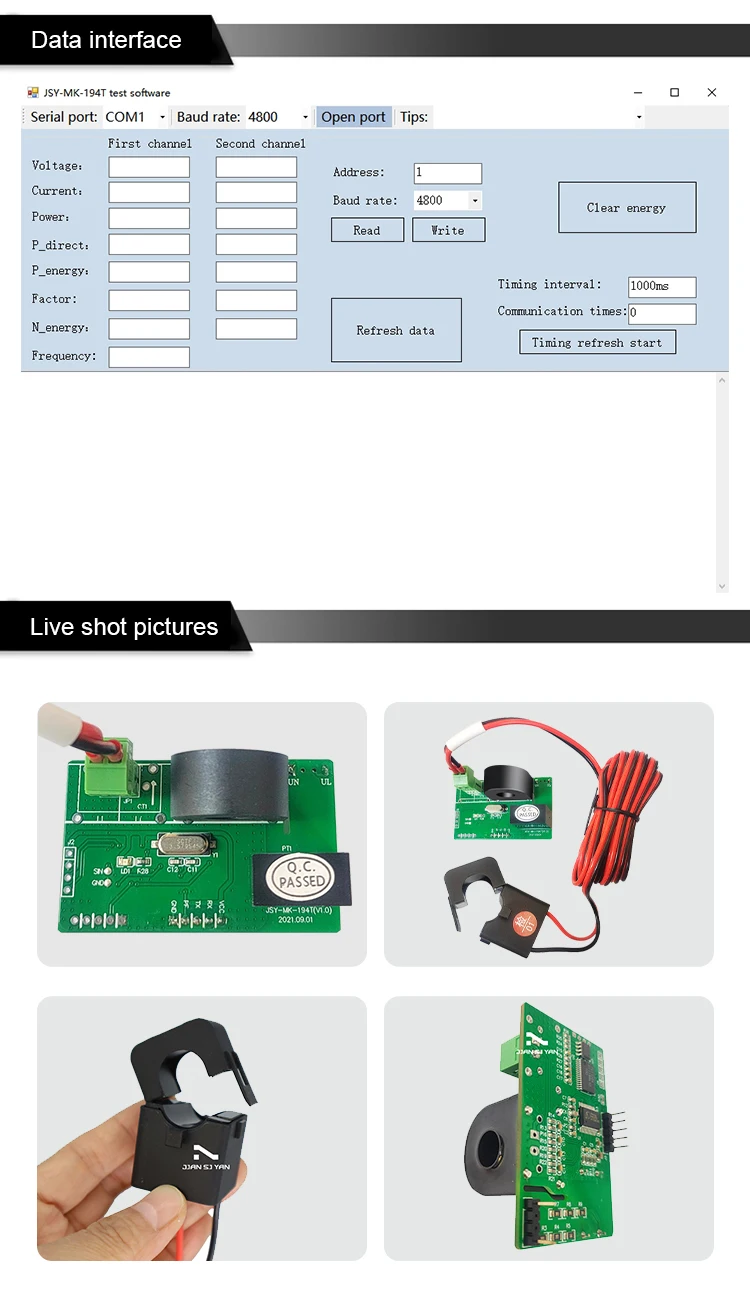 JSY-MK-194T Bidirektionaler Energiezähler mit Unterstützung für Einzel- und Gegenseitige Induktivität, OEM-Leistungsmonitor, Miniatur-Digital-Voltmeter – Detail 5