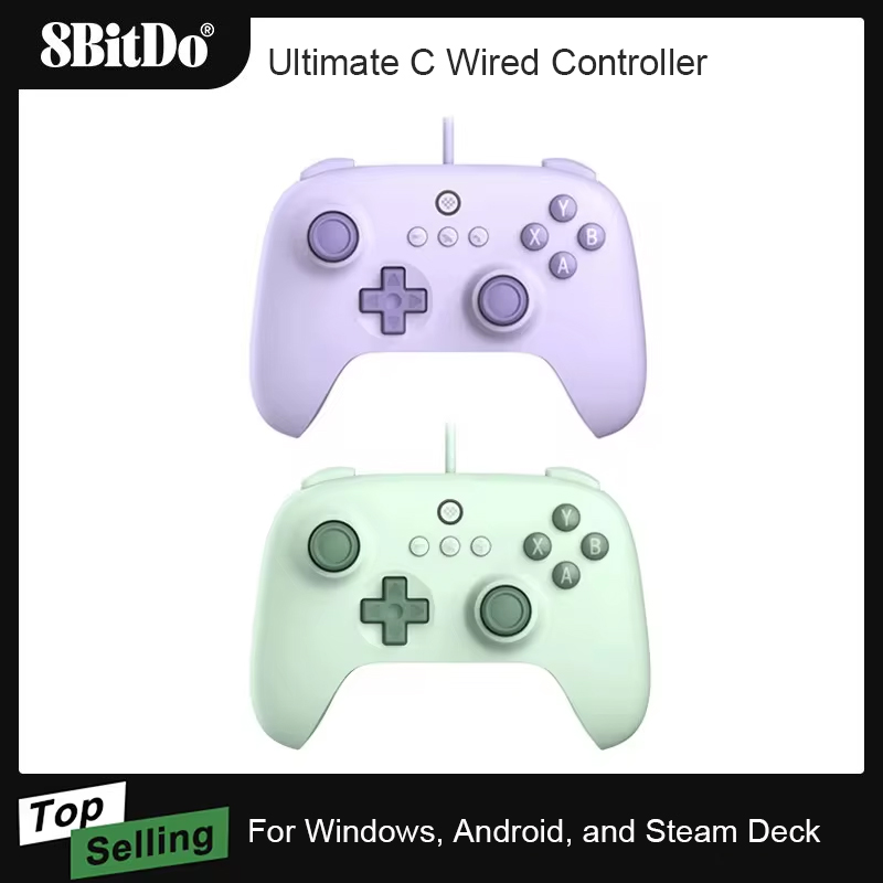AKNES 8BitDo Ultimate C Wired Game Controller Gamepad Joystick for PC Windows 10, 11, Steam Deck Raspberry Pi Android Accessory
