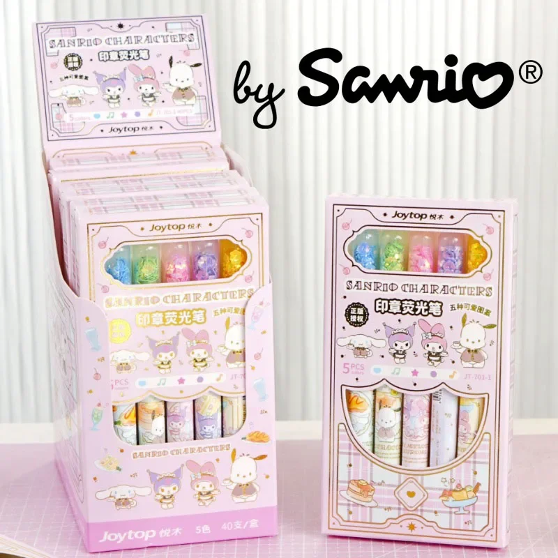 

5pcs/set Sanrio Cinnamoroll Kuromi Melody Highlighter Japanese Kawaii Stationery Anime Cute Things Kids Christmas Gifts Wholesal