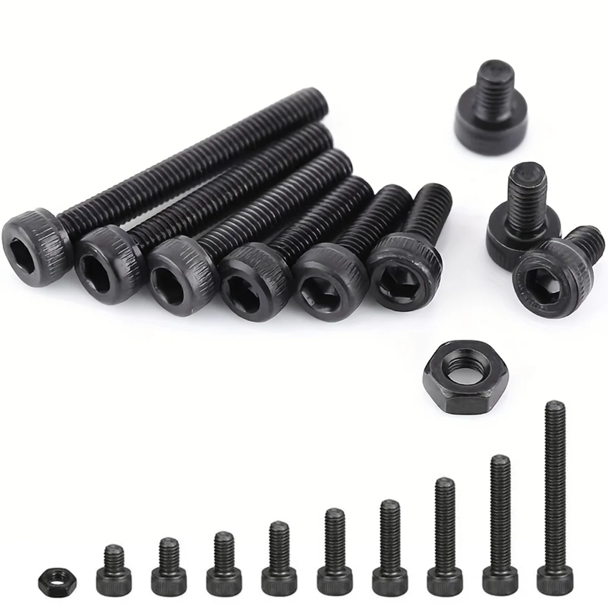 280-piece M3 socket head cap screw set 12.9 grade alloy steel M3/4mm-25mm black hexagon socket head cap bolt and nut set