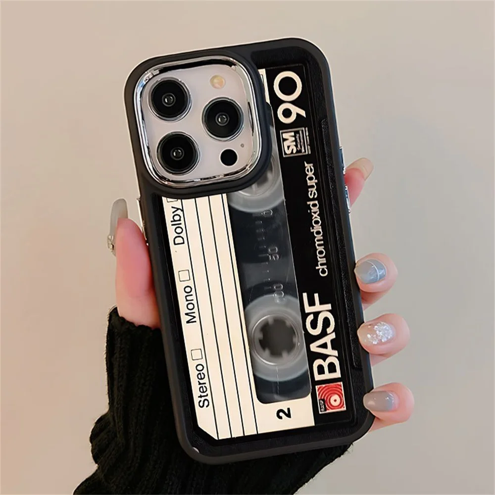 Creative Retro Millennial Tape Music Phone Case For iPhone 15 13 14 12 11 Pro Max Plus X XS XR Band INS Rock N Roll Soft Cover
