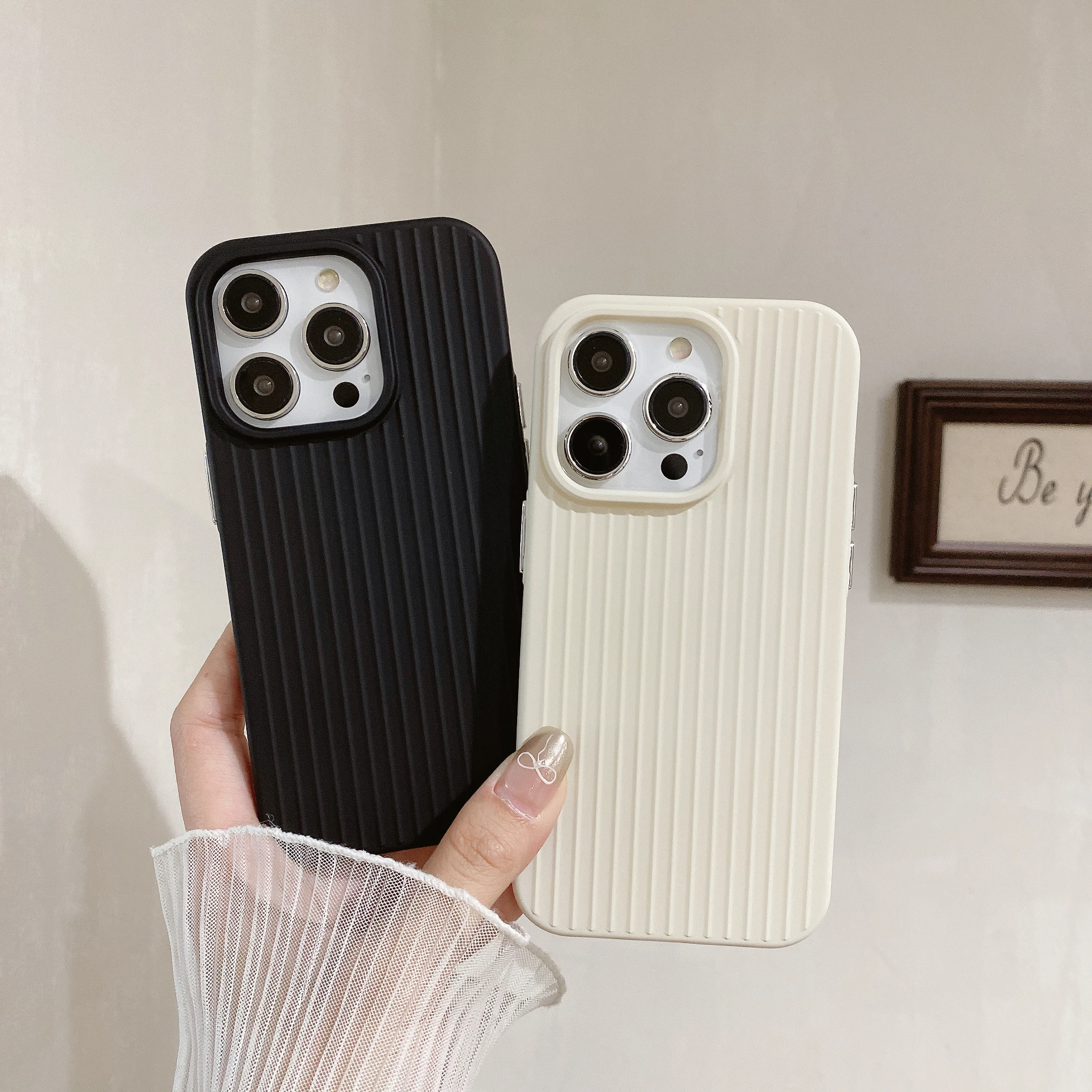 Luxury Soft Silicone Stripe Phone Case in Candy Macaron Colors - Shockproof TPU Cover