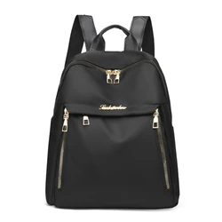 Women's Large Capacity Waterproof Oxford Backpack and Shoulder Bag - Black (Black)
