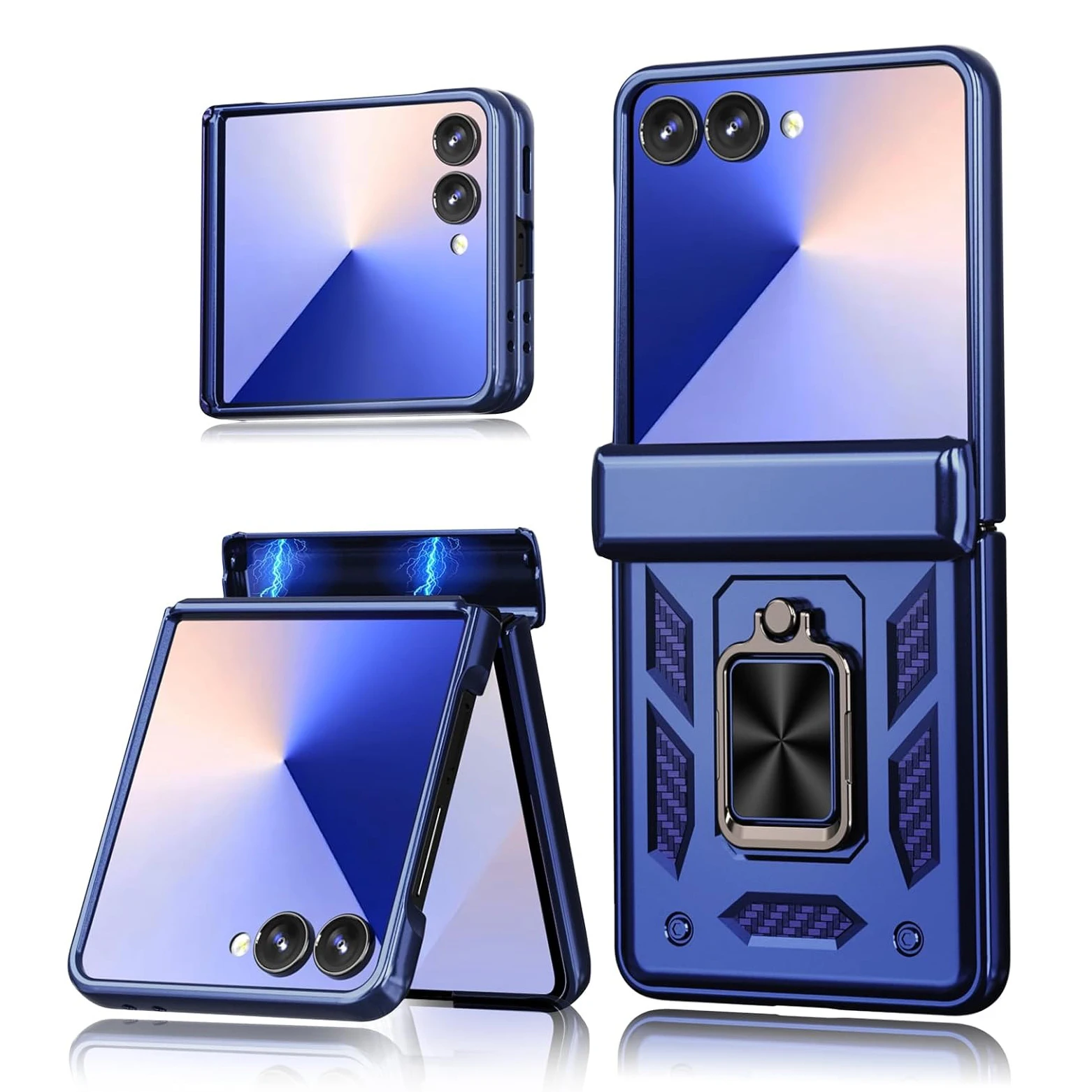 Luxury Shockproof Case with Ring Holder and Magnetic Hinge Protection