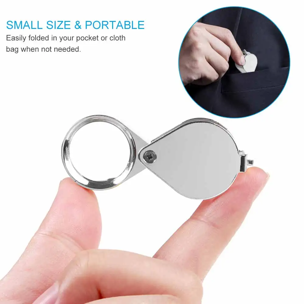 Jewelry Magnifying Glass Pocket 10x-30x 21mm for Coins Gems Stamps Watches Jewelers Diamond Eye