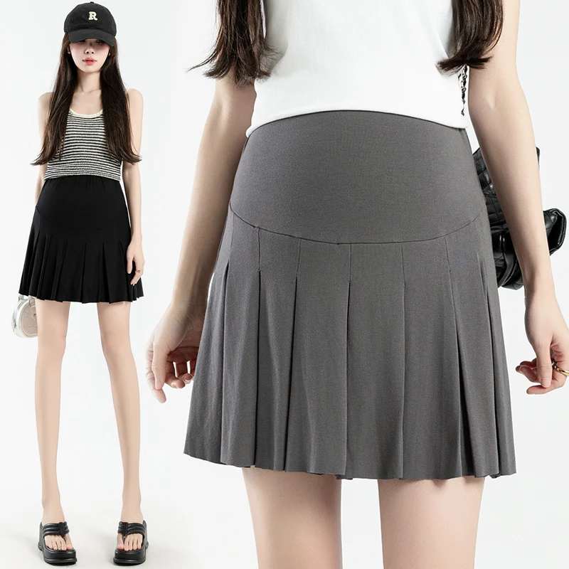 Summer Pleated Hot Skirts for Maternity Women Elegant Sexy A Line Elastic Waist Belly Shorts for Pregnant Women Mini Soft