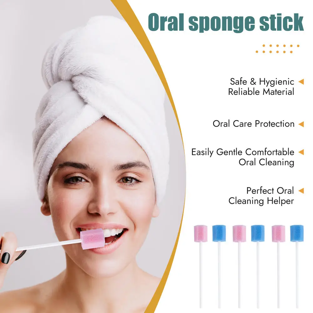 100pcs Cleaning Mouth Swabs Foam Sputum Sponge Stick For Oral Medical Use Oral Care Disposable Care Sponge Swab Tooth disposable sponge stick