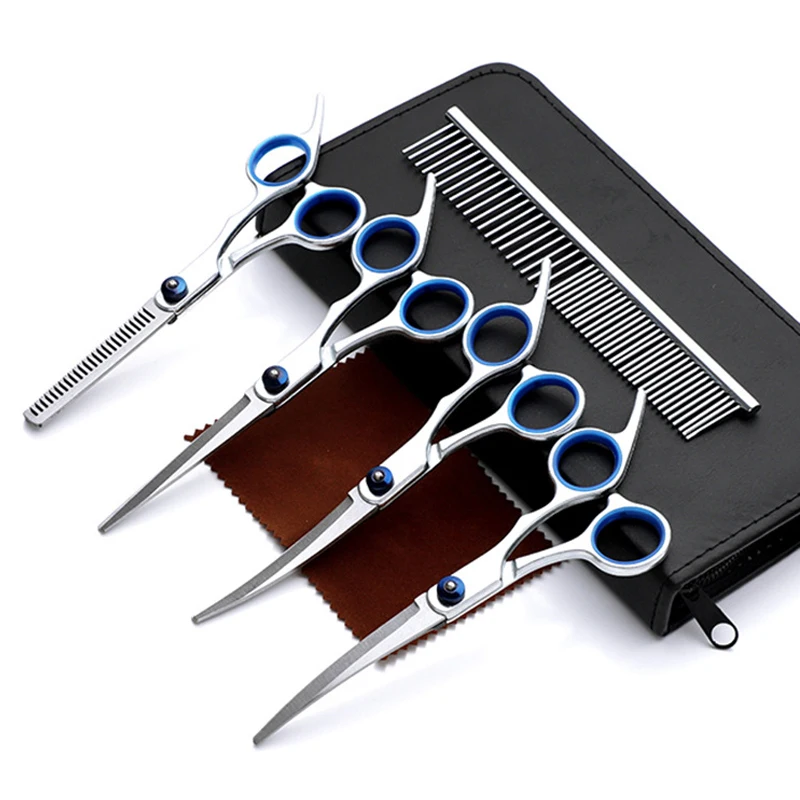 Pet Grooming Scissors Round Head Professional Stainless Steel Dog Hair Scissors Pet Professional Dog Grooming Kit for Cat