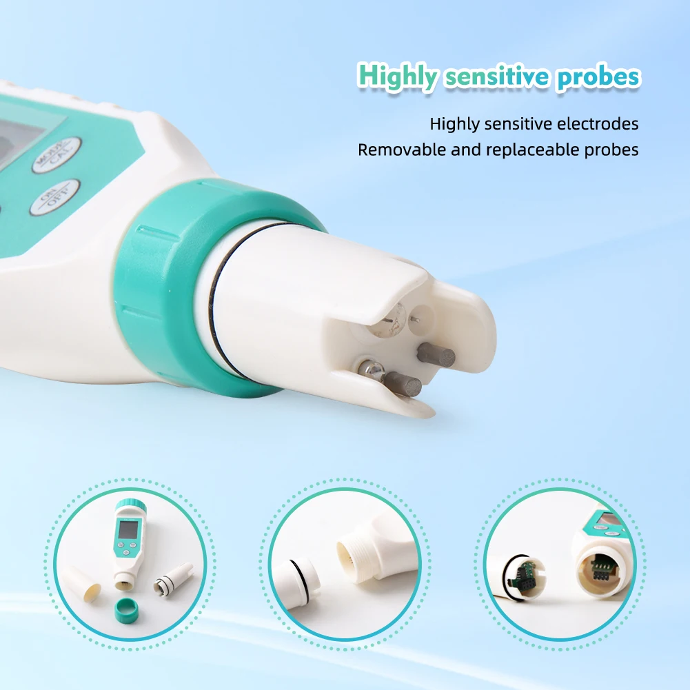 7 IN 1 Cl Temperature TDS ORP EC Salinity pH Meter Chlorine Testers for Pool Fil