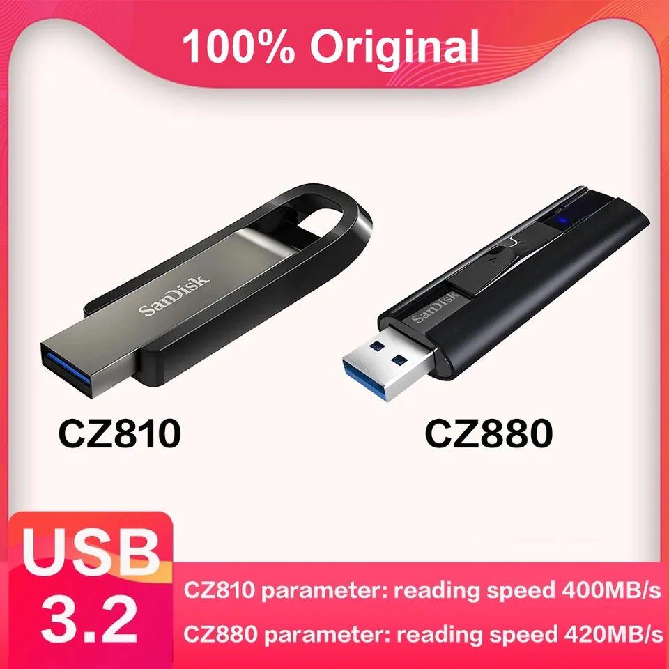 SanDisk Extreme PRO USB 3.2 256GB Solid State Flash Drive 128GB Pen Drive  CZ880 Up to 420MB/s Original USB Flash Drive Pendrive - AliExpress