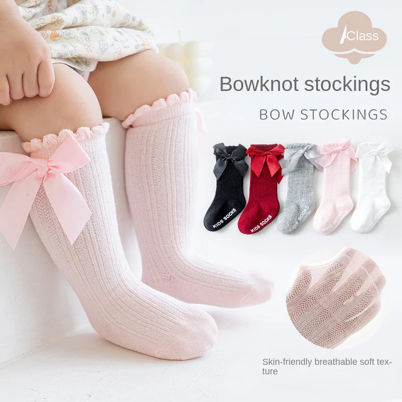 Baby Stuff Newborn Girls  Princess Bow Socks Spring Autumn Cotton Children Socks Non-slip Stockings Infant Accessories  Clothes 1