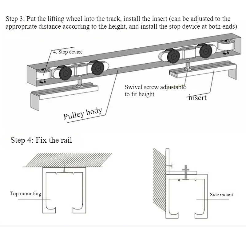 Sliding Barn Door Guide 2pcs 50cm Sliding Rail Lifting Rail Sliding Door Aluminum Alloy Wooden Door Fittings