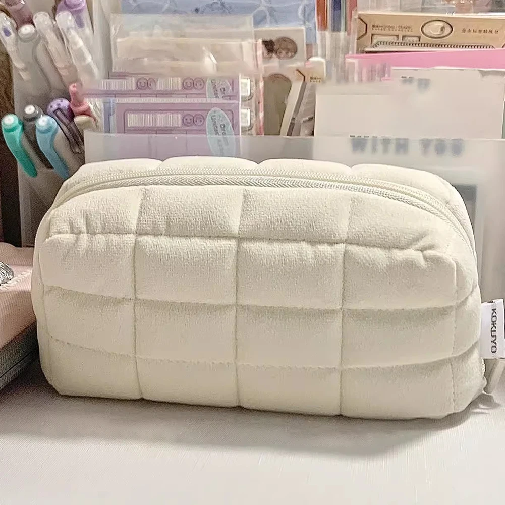 베개 모양 연필 케이스 다기능 퀼트 여행 세면 용품 가방, 대용량 메이크업 정리함 가방, 야외 여행용 코튼