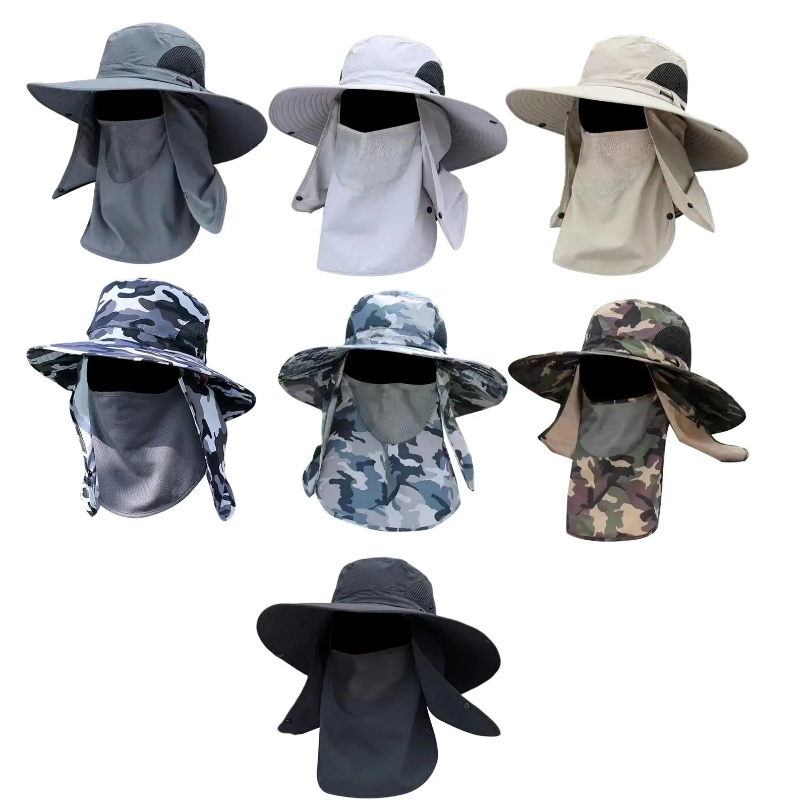 Sun hat bucket hat with detachable neck protection cover for camping unisex