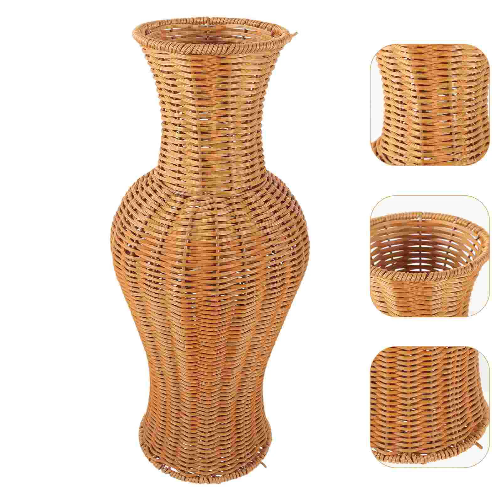 

Rattan Woven Flower Vase Rustic Flower Arrangement Containers Large Floor Vase Decorative Imitation Wicker Floor Vase Tall