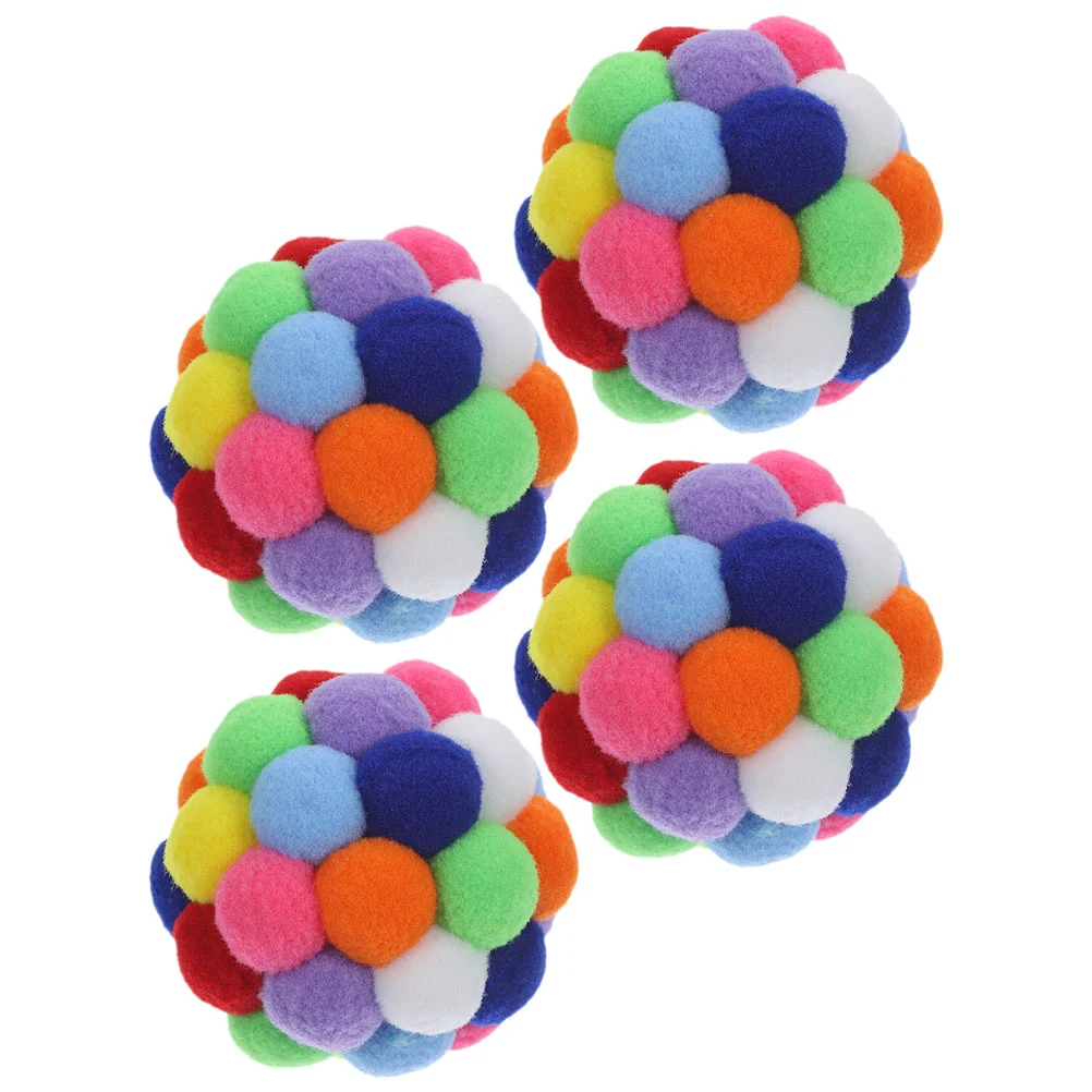 

4pcs Cat Toy Balls with Bells Cat Fuzzy Balls, Interactive Cat Toys Indoor Cats Ball Toys