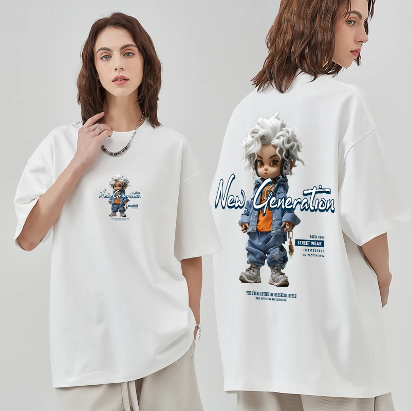 

Summer Women's Anime Print Short Sleeve T-shirt Casual Crew Neck Summer Unisex Top Oversized T Shirt Graphic Tops Female Cute Te